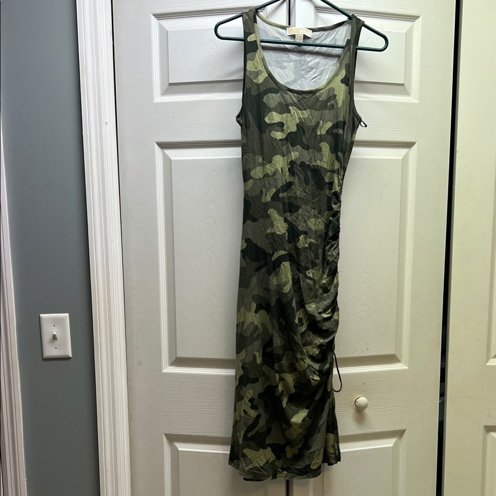 Michael Kors Green Camouflage Midi Dress